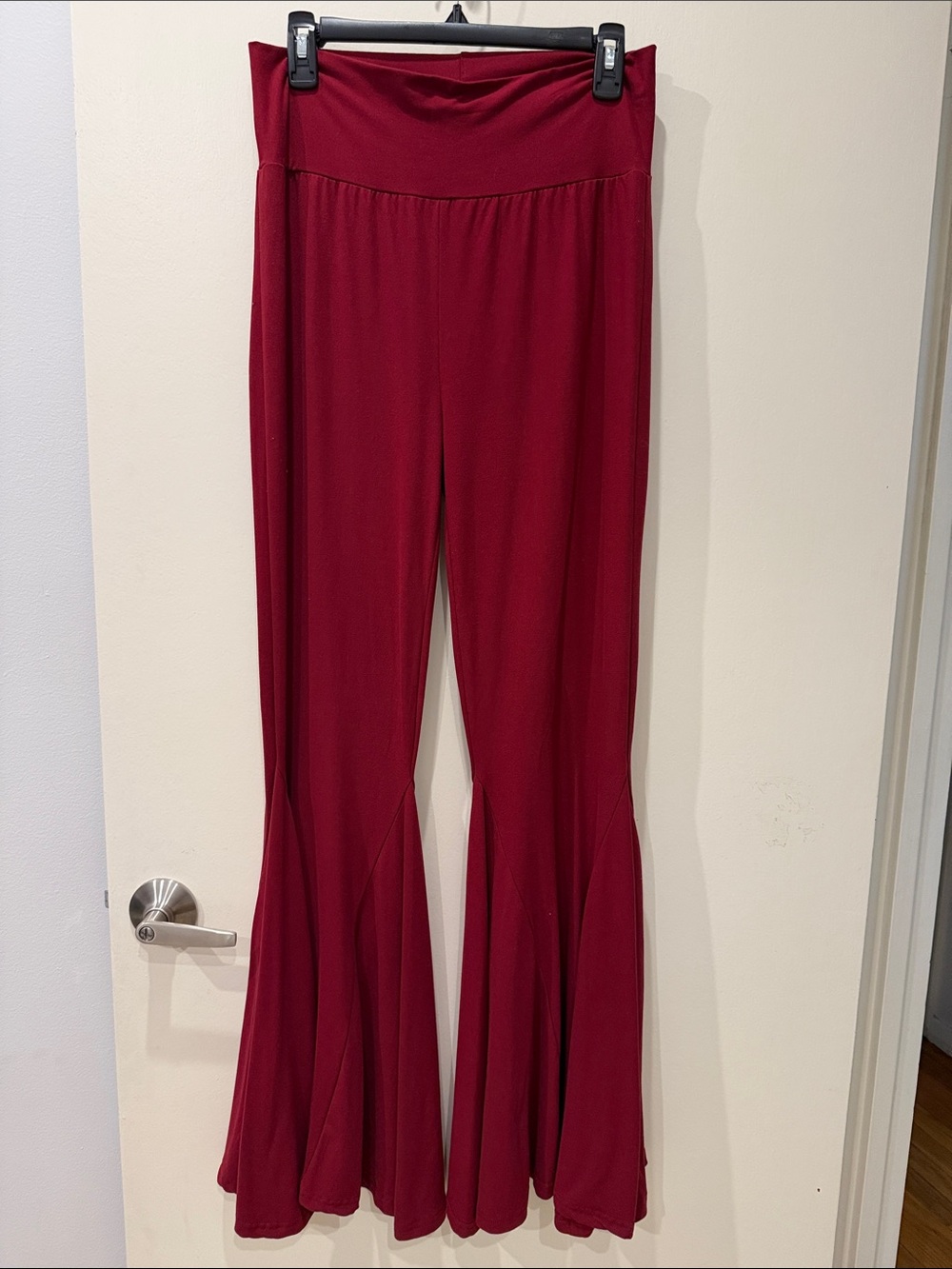 Women's High-Waist Flare Pants in Wine